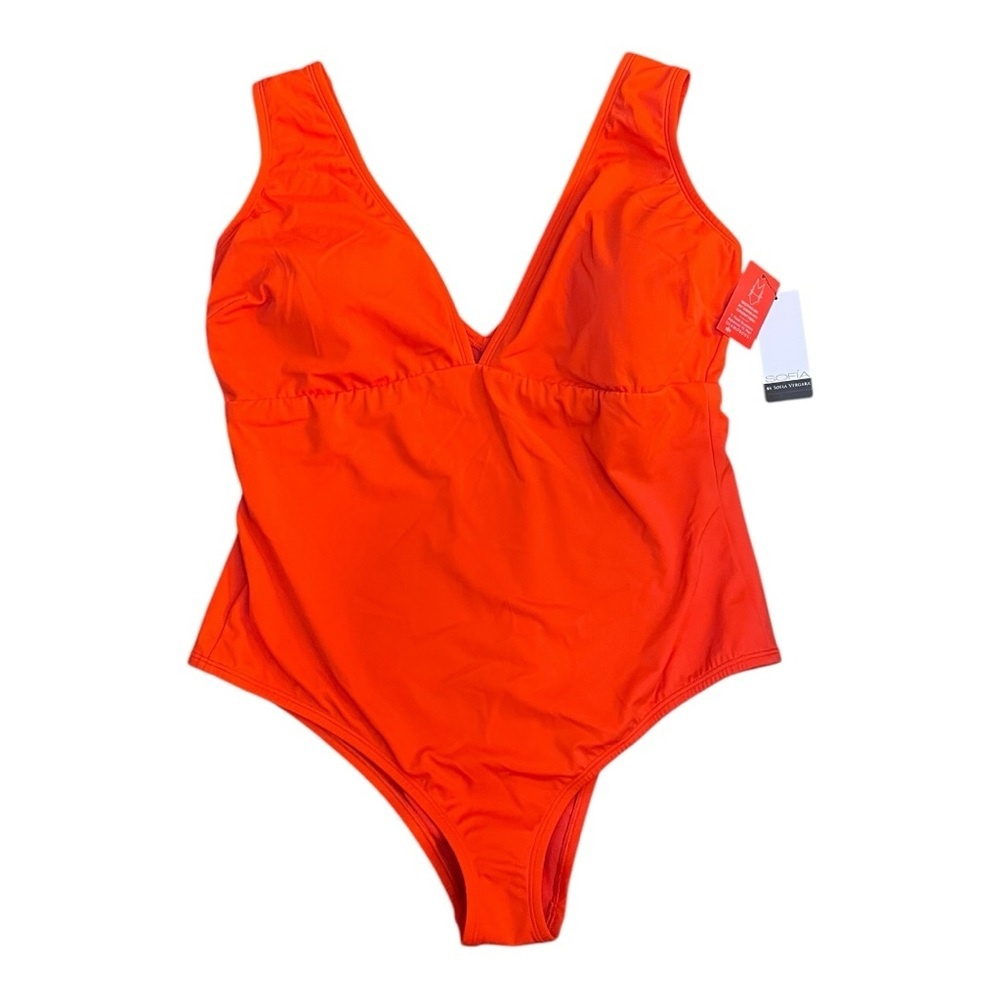 NWT Sofia by Sofia Vergara Bright Orange Cheeky one-piece swimsuit Women’s Sz 1X